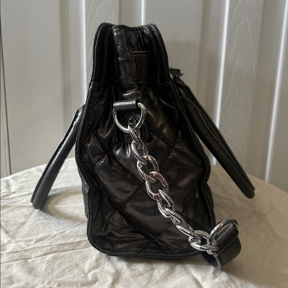 Michael Kors Quilted Charcoal Satchel with Silver Lock - Picture 4 of 5